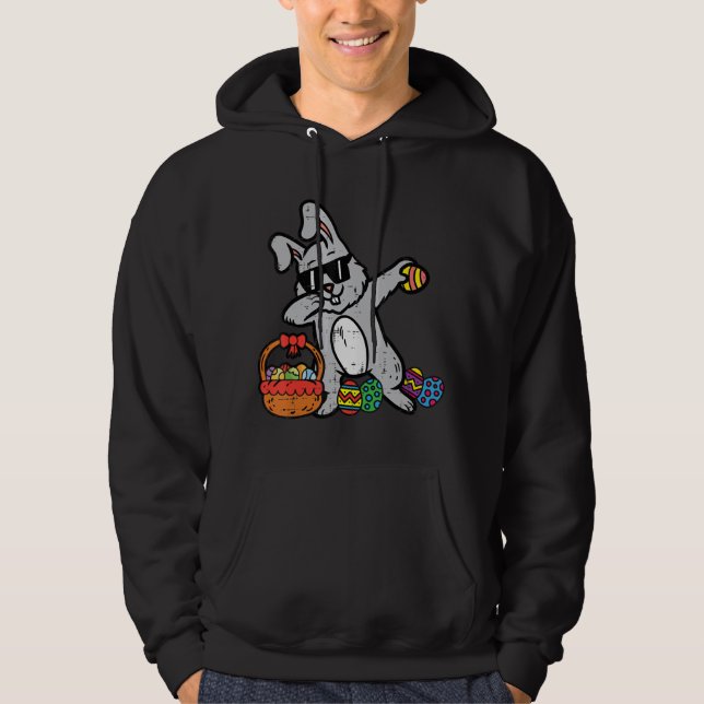 Veste À Capuche Lapin de Pâques lapin Dab Oeufs Panier mignon Jeun (Devant)