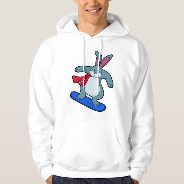 Veste À Capuche Lapin en Snowboard avec Snowboard & Scarf (Devant)