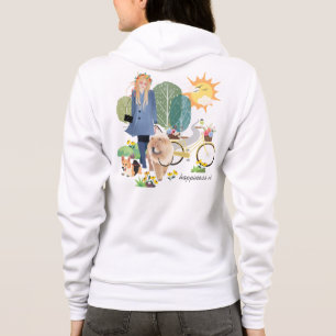 Veste À Capuche LE BONHEUR EST Chow Corgi - BLANC ARRIÈRE ET AVANT