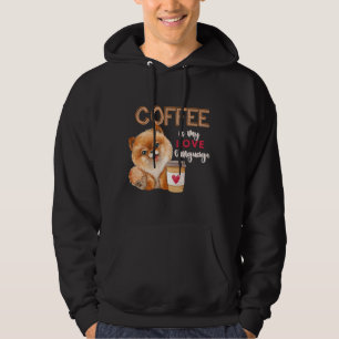 Veste À Capuche Le Café Est Ma Langue D'Amour Poméranien Chiot Val