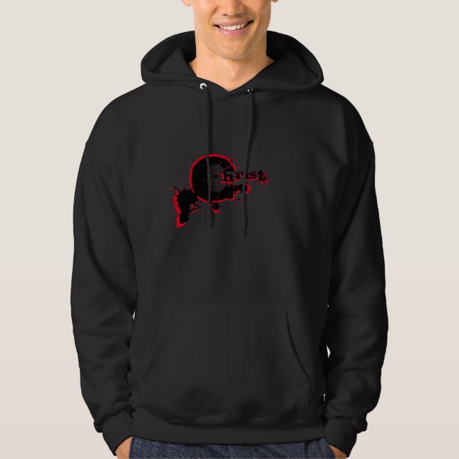 Veste À Capuche Le sang du Christ noir et rouge (Devant)