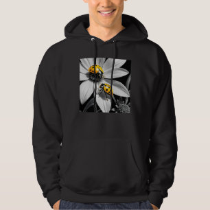 Veste À Capuche Le scarabée jaune sur la fleur blanche noire