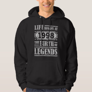 Veste À Capuche Légendaire Né en 1998 Cadeau d'anniversaire Rétro