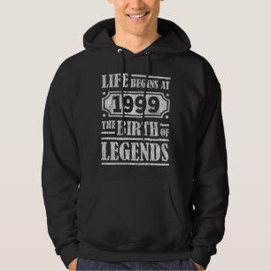 Veste À Capuche Légende Né en 1999 Cadeau d'anniversaire Rétro Vin