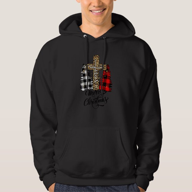 Veste À Capuche Leopard Plaid Christian Cross Joyeux Noël Paja (Devant)