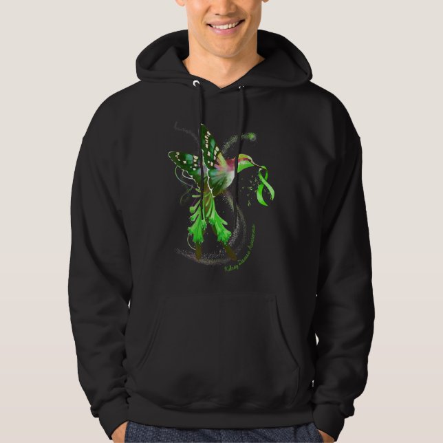 Veste À Capuche Les colibris tiennent le ruban vert Maladie rénale (Devant)