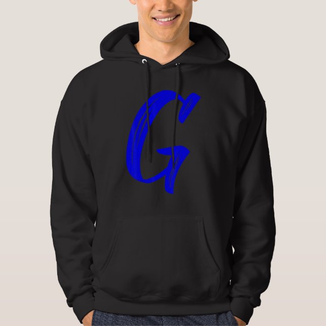 Veste À Capuche Letter G Alphabet Large Blue Graphic Initial (Devant)