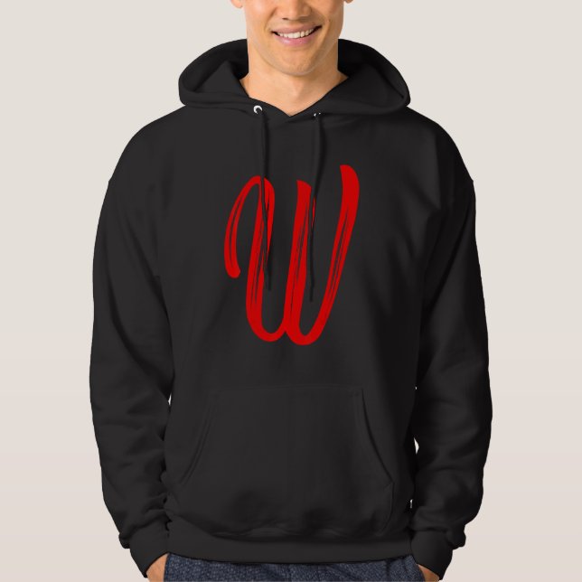 Veste À Capuche Letter W Alphabet Large Red Graphic Initial (Devant)