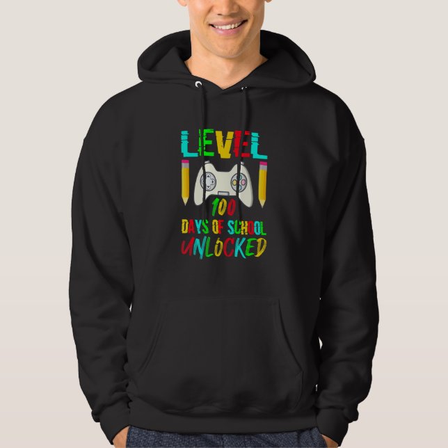 Veste À Capuche Level 100 Day Of School Unlocked Gaming Gamer Cute (Devant)