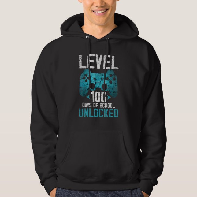 Veste À Capuche Level 100 Days Of School Unlocked Gamer Video Game (Devant)