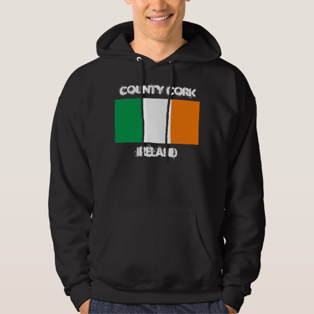 Veste À Capuche Liège du comté, Irlande avec le drapeau irlandais (Devant)