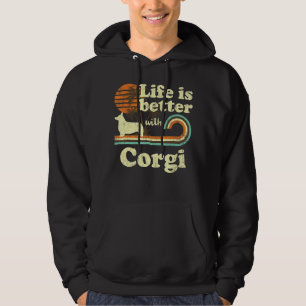 Veste À Capuche Life Better Corgi Vintage Chien Maman Papa