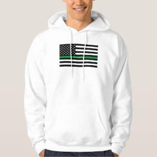 Veste À Capuche Ligne verte mince militaire Monogramme du drapeau 