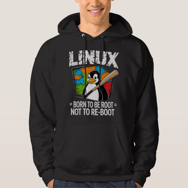 Veste À Capuche Linux - Né pour être root (Devant)