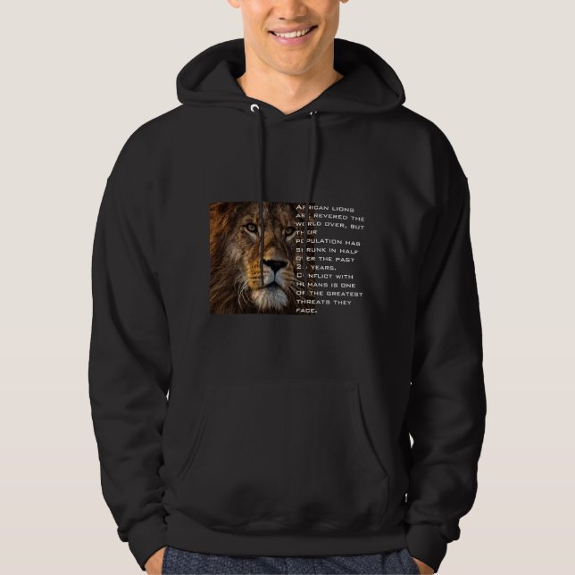 Veste À Capuche Lion africain imprimé blanc texte tendance hommes  (Devant)