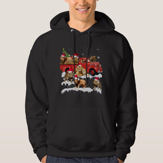 Veste À Capuche Lion équitation Camion Rouge Joyeux Noël X mas Lai (Devant)