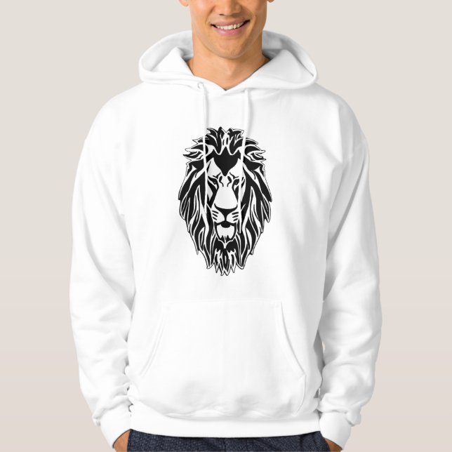 Veste À Capuche Lion triste noir et blanc écaille (Devant)
