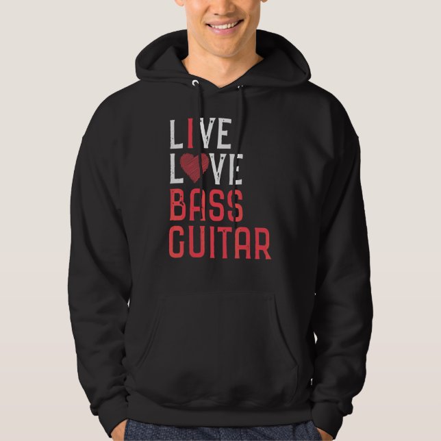 Veste À Capuche Live Love Basse Guitare Graphisme Femmes Hommes Ba (Devant)