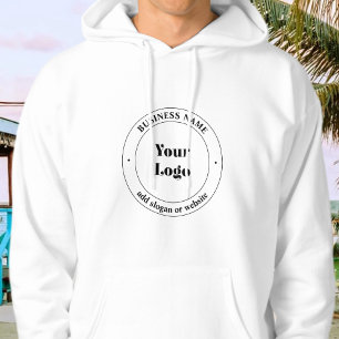Veste À Capuche Logo d'entreprise et texte promotionnel   Blanc