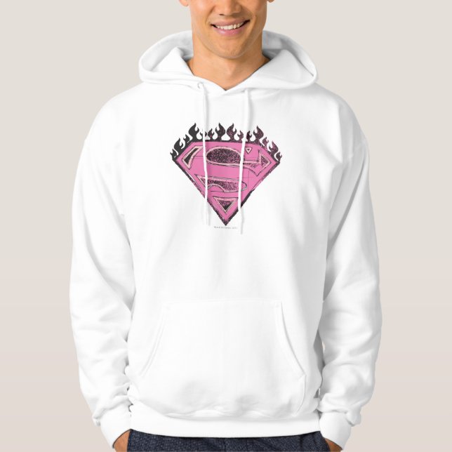 Veste À Capuche Logo Supergirl rose avec flammes (Devant)