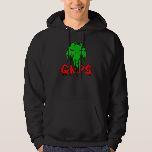 Veste À Capuche logo vert de crâne de gmps (Devant)