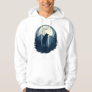 Veste À Capuche Loup solitaire sous la lune – Esthétique nocturne