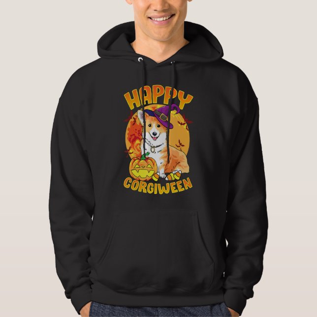 Veste À Capuche Love Corgi Chien Halloween Bonbons Citrouille mign (Devant)