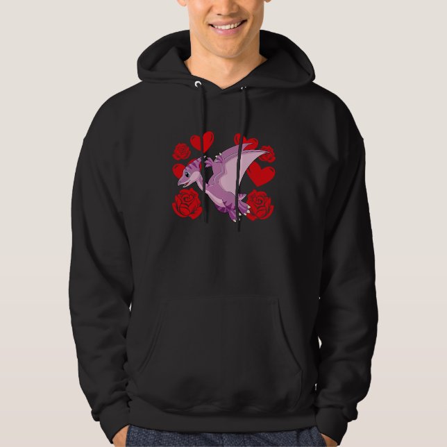 Veste À Capuche Love Heart Valentine's Day Roses Pterodactyl Boys  (Devant)