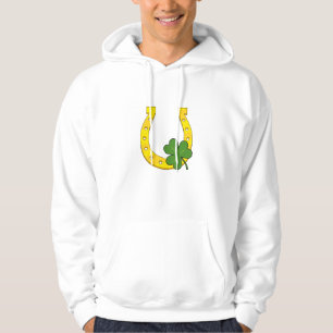 Veste À Capuche Lucky Golden Horseshoe avec Shamrock sur noir