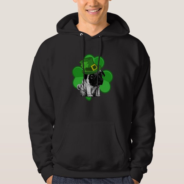 Veste À Capuche Lucky Pug St Patrick Shamrock C  Dog Dad Mom Boy G (Devant)