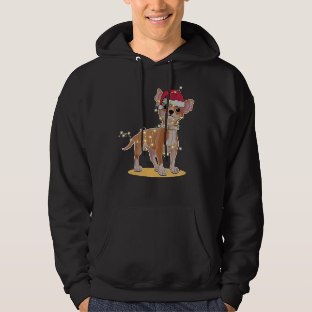 Veste À Capuche Lumières de Noël Chihuahua (Devant)
