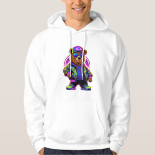 Veste À Capuche Luminosité de l'ours de néon : Retro-Streetwear