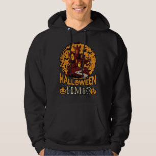 Veste À Capuche Maison Hantée Halloween Pleine Lune Citrouilles