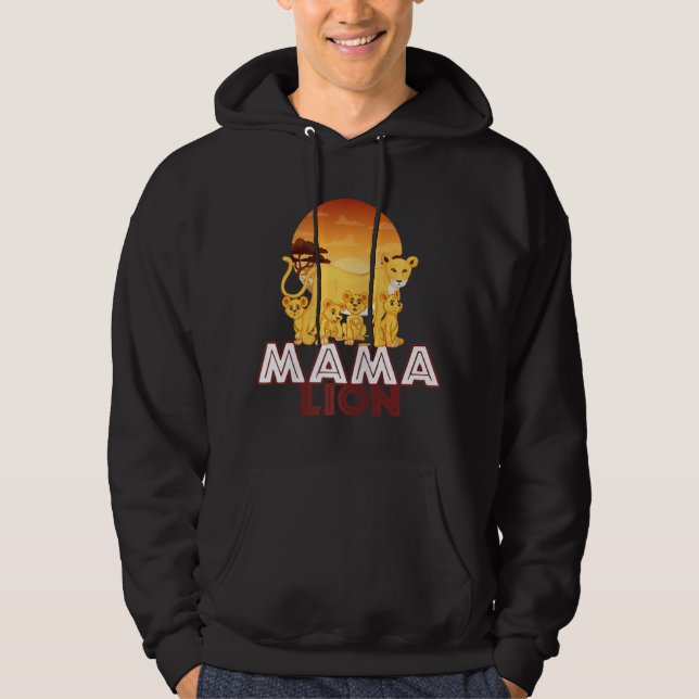Veste À Capuche Mama Lion Big Cat Famille Mère Enfants (Devant)