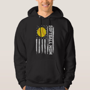 Veste À Capuche Maman de softball Drapeau américain américain Vint
