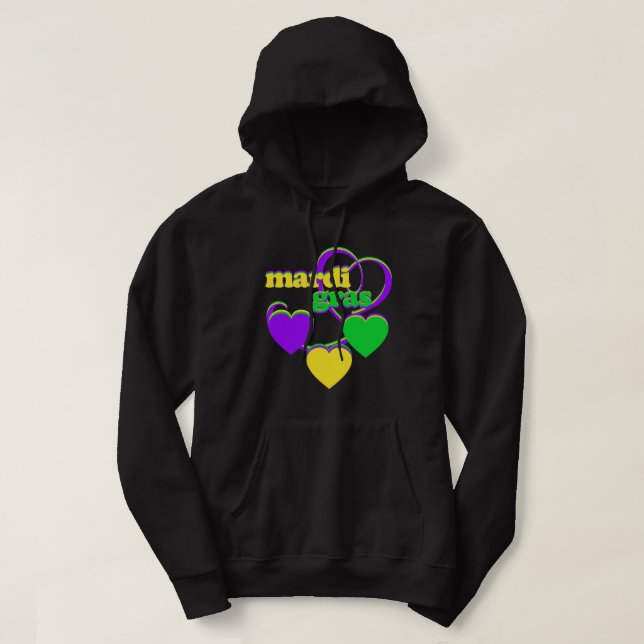 Veste À Capuche Mardi Gras Purple Jaune Vert Coeur mignon Carnaval (Design devant)