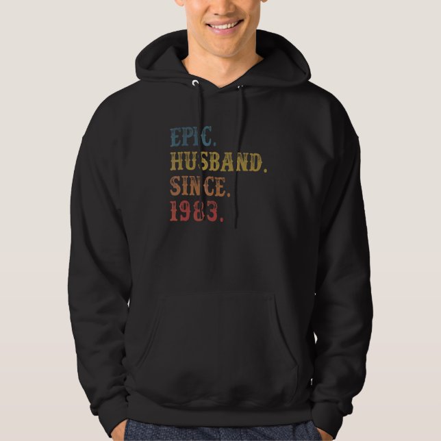 Veste À Capuche Mari épopé rétro depuis 1983 39e Mariage Aniver (Devant)
