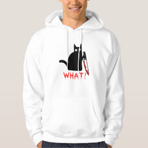 Veste À Capuche Marrant Chat Noir Quoi ? T-S de couteau