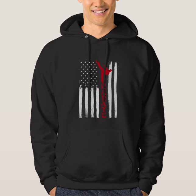 Veste À Capuche Martial Arts American Flag US Karate Fighter (Devant)