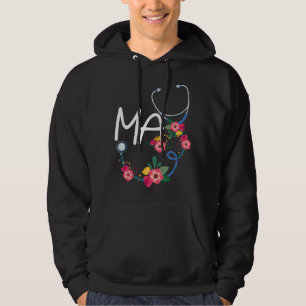 Veste À Capuche Médicale Assistant Hôpital Stethoscope Floral Wrea