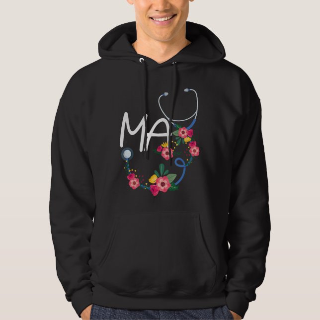 Veste À Capuche Médicale Assistant Hôpital Stethoscope Floral Wrea (Devant)