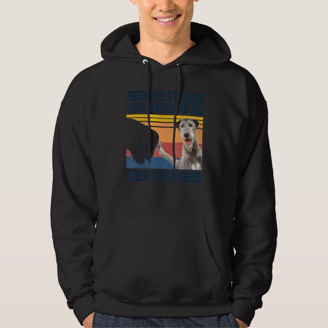 Veste À Capuche Meilleur Irlandais Wolfhound Papa Jamais Chien Pèr (Devant)