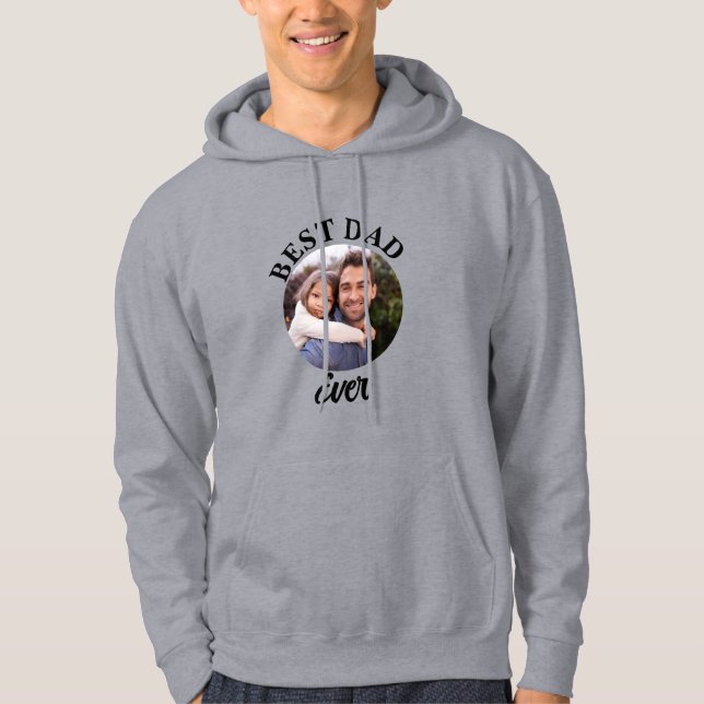 Veste À Capuche Meilleur papa jamais Modèle photo personnalisé (Devant)