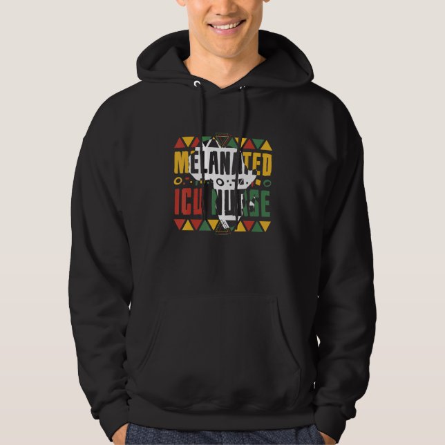 Veste À Capuche Melanated ICU Nurse Black History Month Intensive  (Devant)
