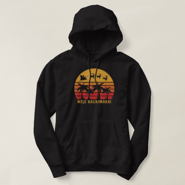 Veste À Capuche Mele Kalikimaka Retro Hawaii Noël Hawaii (Design devant)