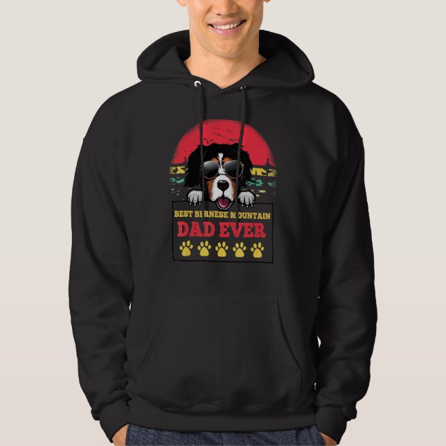 Veste À Capuche Mens Best Bernese Mountain Papa Jamais Chien Vinta (Devant)