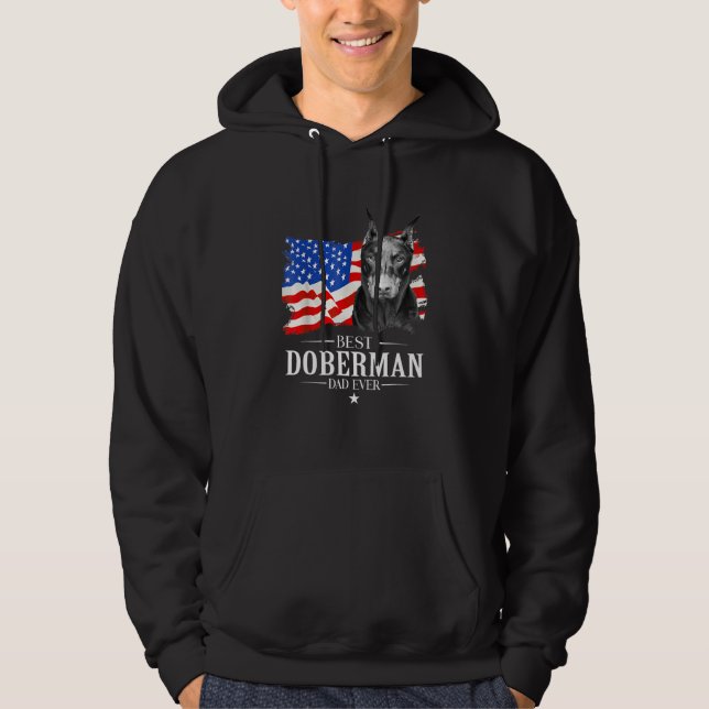 Veste À Capuche Mens Best Doberman Dad Ever American Flag Father s (Devant)