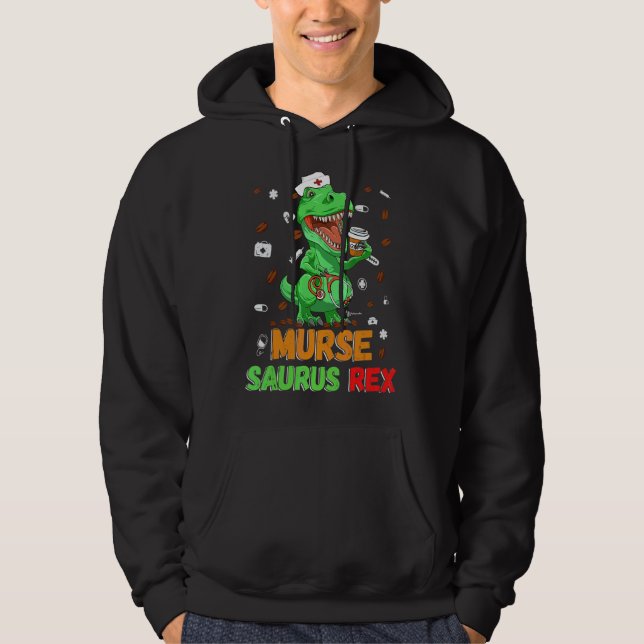 Veste À Capuche Mens Dinosaur Scrub Nurse Life Café Rn Murse Nu (Devant)