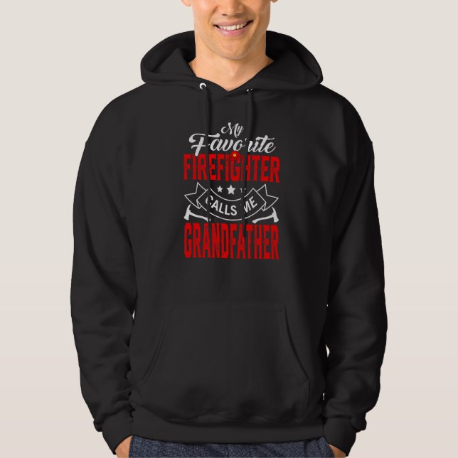 Veste À Capuche Mens Fête des pères Mon pompier favori m'appelle (Devant)