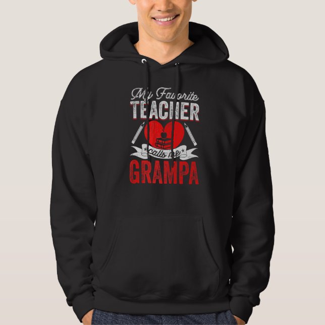 Veste À Capuche Mens Mon Enseignant Préféré M'Appelle Grampa Ensei (Devant)